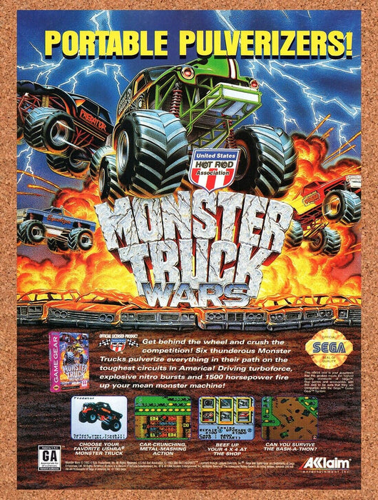 1995 Monster Truck Wars Genesis Original Ad v1 - for just $16.19! 