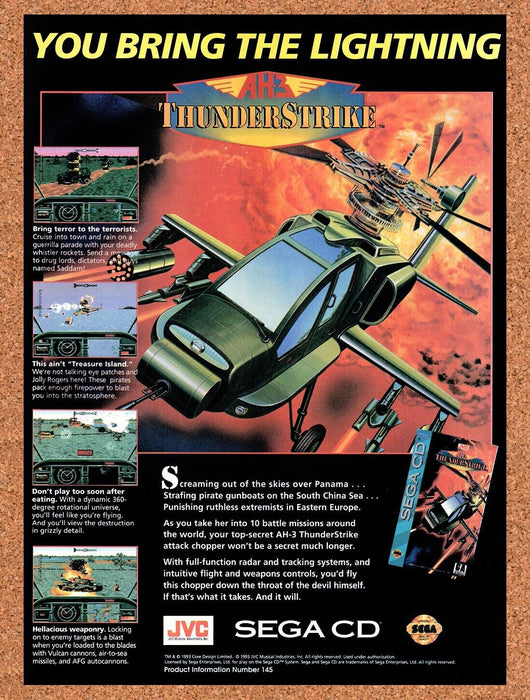 1994 Thunderstrike Sega CD Original Ad v1 - for just $17.99! 