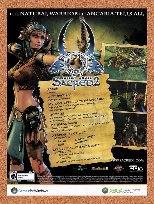 2008 Sacred 2 Fallen Angel Xbox 360 Original Ad v4 - for just $17.99! 