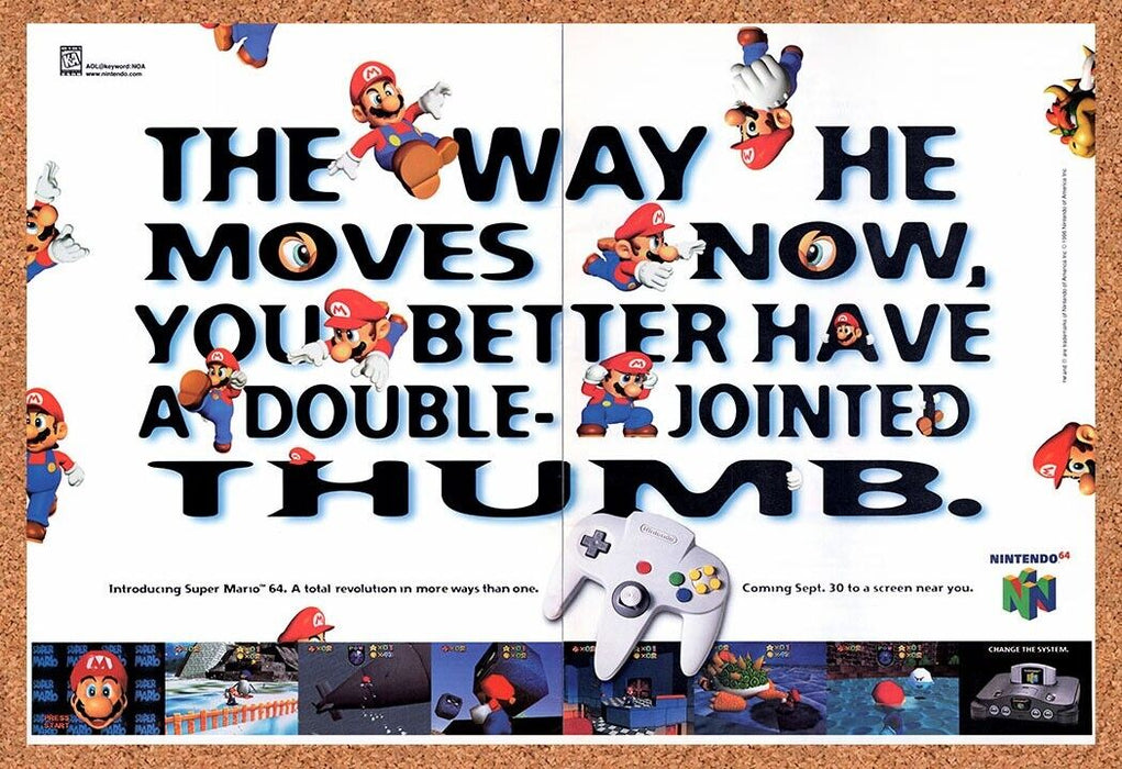 1996 Mario 64 N64 Original Ad - for just $22.49! 
