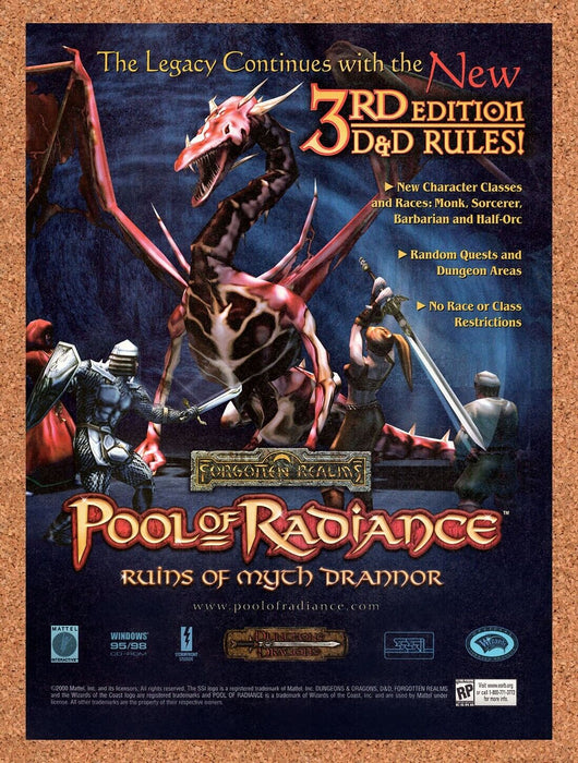 2001 Pool Of Radiance Ruins Of Myth Drannor PC Original Ad v4 - for just $17.99! 