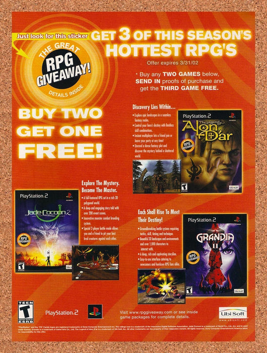 2002 Ubisoft PS2 RPG Giveaway Original Advertisement v5 - for just $19.49! 