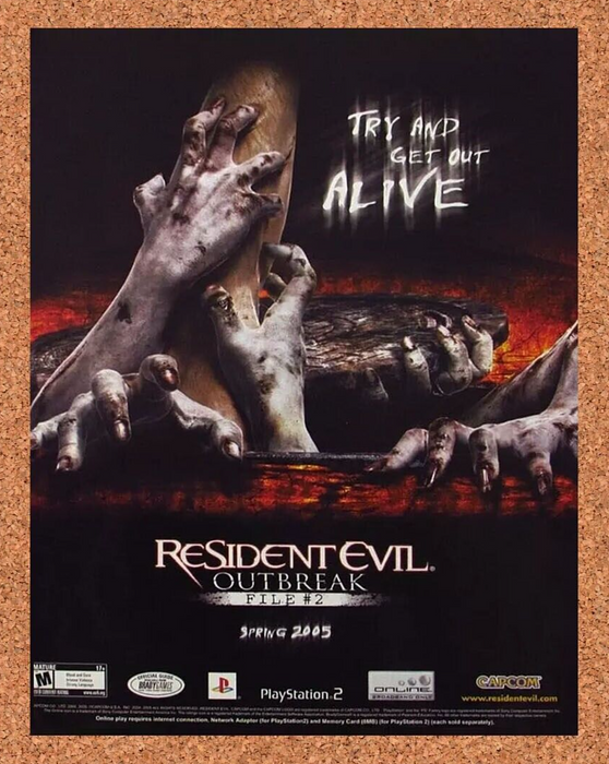 2004 Resident Evil Outbreak File 2 PS2 Original Horror Ad v1 - for just $17.99! 