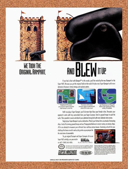 1992 Rampart SNES Original Ad v2 - for just $17.99! 