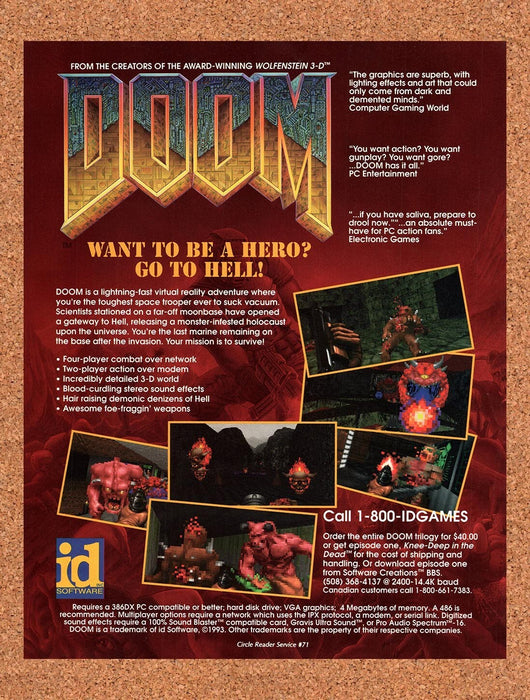 1994 Doom PC Original Ad v10 - for just $18.29! 