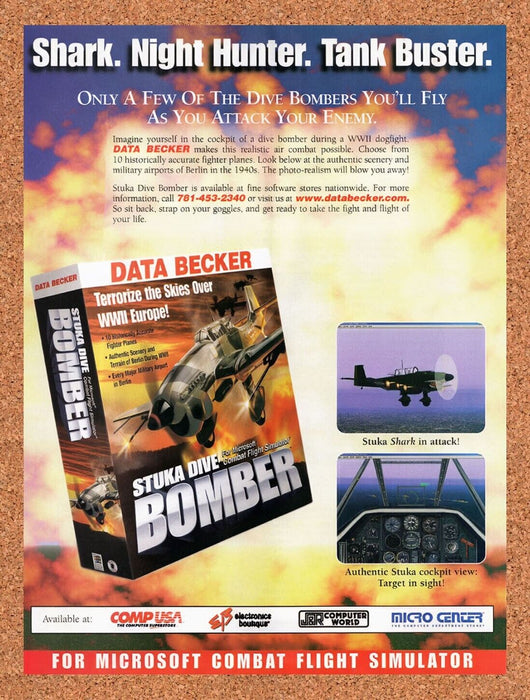 1998 Stuka Dive Bomber Combat Flight Simulator Original Ad v1 - for just $17.99! 