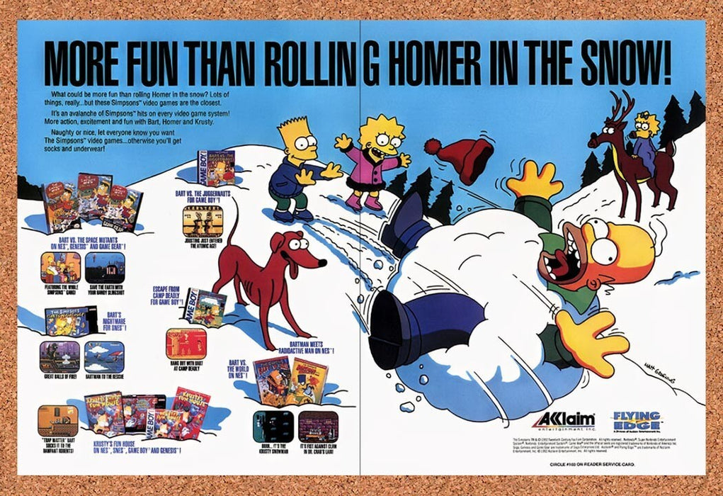 1993 Simpsons Games On Nintendo Original Ad v3 - for just $21.69! 