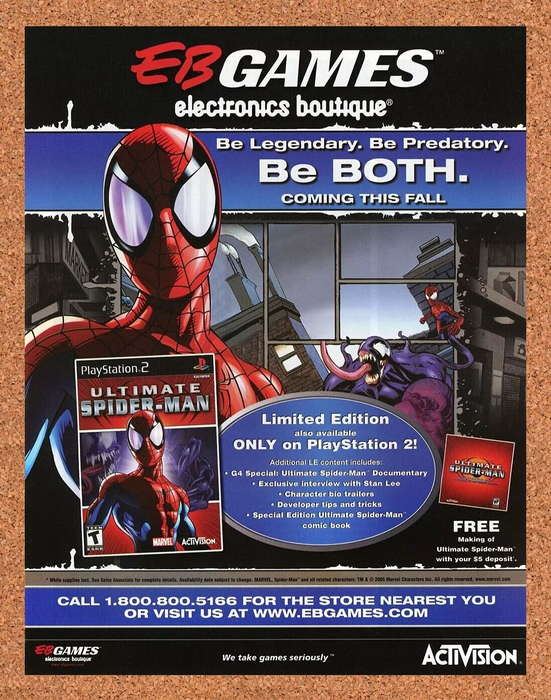 2006 Ultimate Spider-Man PS2 EB Original EB Games Ad v5 - for just $17.99! 