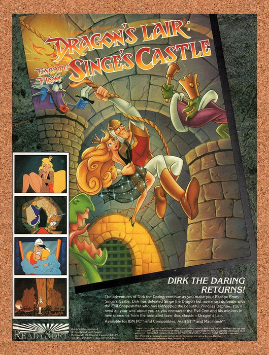 1992 Dragon's Lair Escape From Singes Castle IBM Original Ad v2 - for just $17.99! 