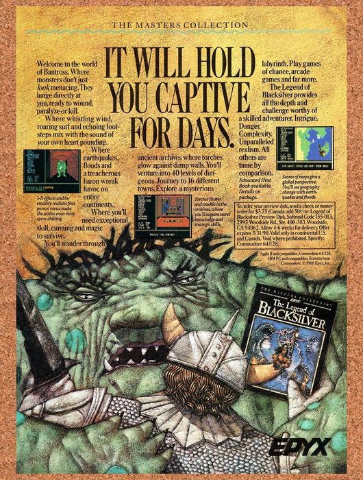 1989 Legend Of Blacksilver Commodore 64 Original Ad v1 - for just $18.49! 