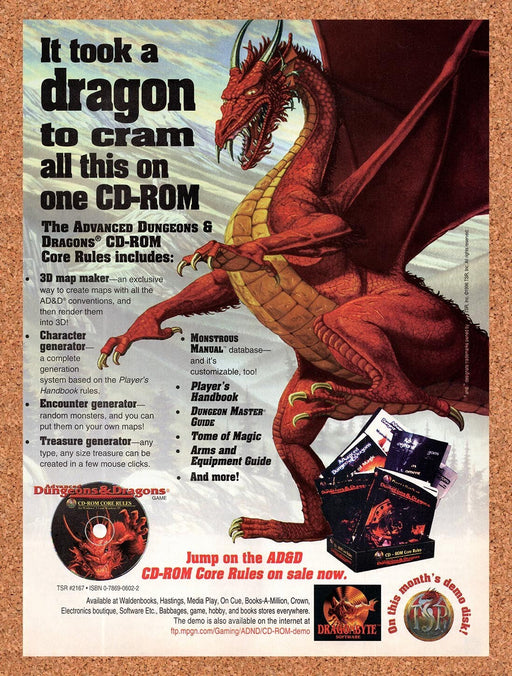 1996 Advanced Dungeons & Dragons CD-ROM Core Rules PC Original Ad v2 - for just $17.99! 