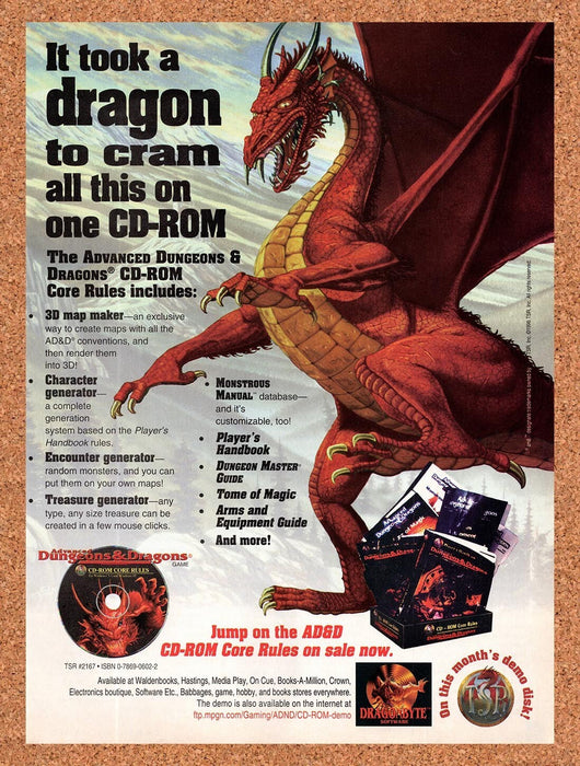 1996 Advanced Dungeons & Dragons CD-ROM Core Rules PC Original Ad v2 - for just $17.99! 