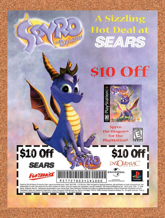 1998 Spyro Sears $10 Off Rebate Original Ad v2 - for just $17.99! 