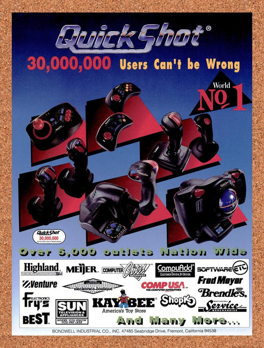 1992 QuickShot Console Peripherals Original Ad v5 - for just $17.99! 