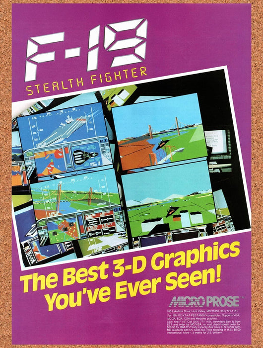 1989 F-19 Stealth Fighter IBM Original Ad v1 - for just $17.99! 