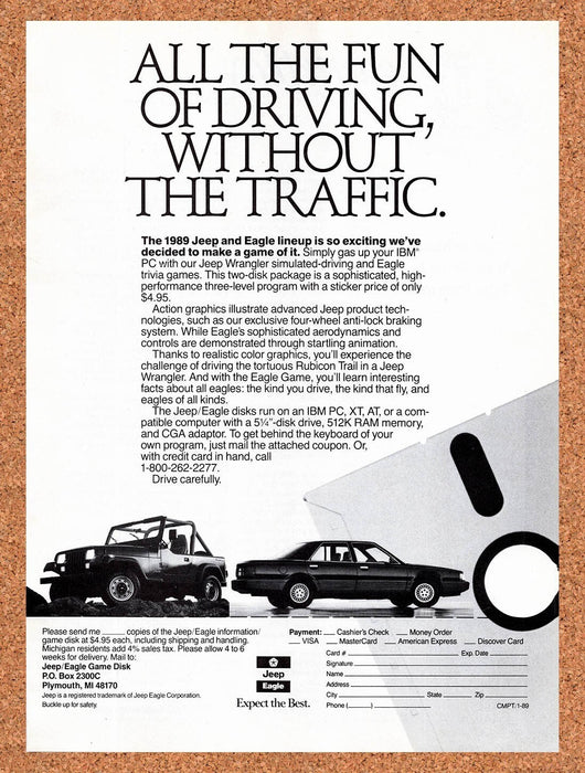 1989 Jeep And Eagle Simulated-Driving IBM Original Ad v1 - for just $17.99! 