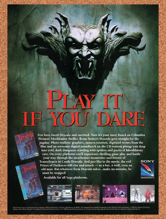 1993 Bram Stokers Dracula Sega Original Ad v4 - for just $17.99! 
