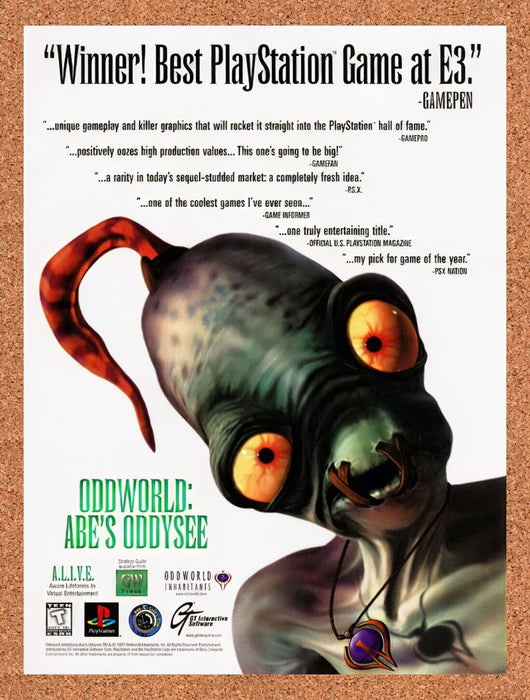 1998 Oddworld Abe's Oddysee PS1 Original Ad v2 - for just $17.99! 