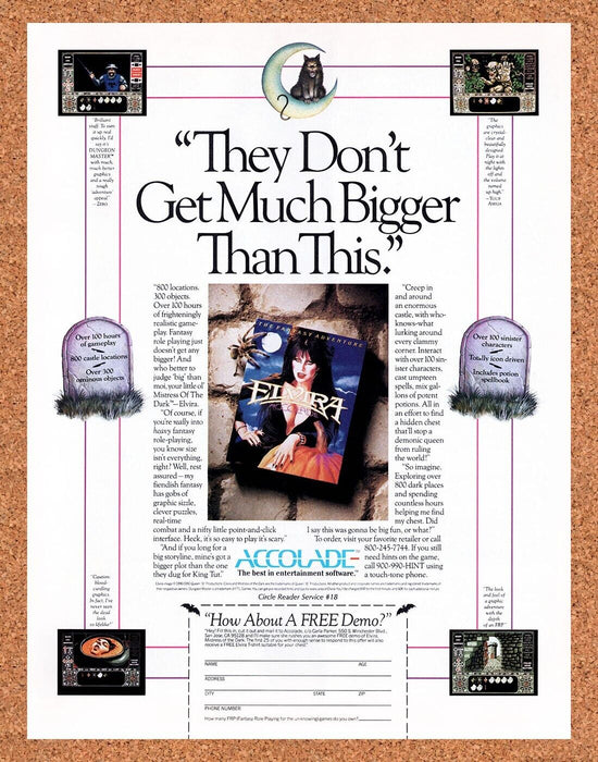 1991 Elvira The Fantasy Adventure PC Original Ad - for just $17.99! 