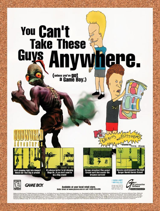 1999 Nintendo Game Boy Games Beavis And Butthead Original Ad vg3 - for just $16.57! 