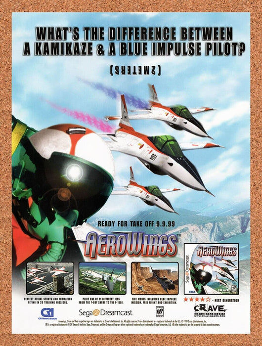 1999 AeroWings Dreamcast Original Ad v1 - for just $17.99! 