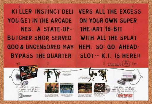 1995 Killer Instinct SNES Original Ad v1 - for just $21.49! 