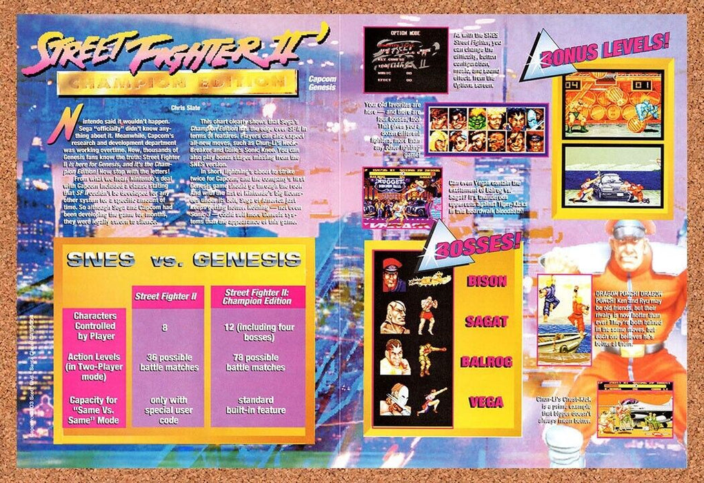 1993 Street Fighter 2 Champion Edition SNES Vs Genesis Original Ad - for just $19.34! 