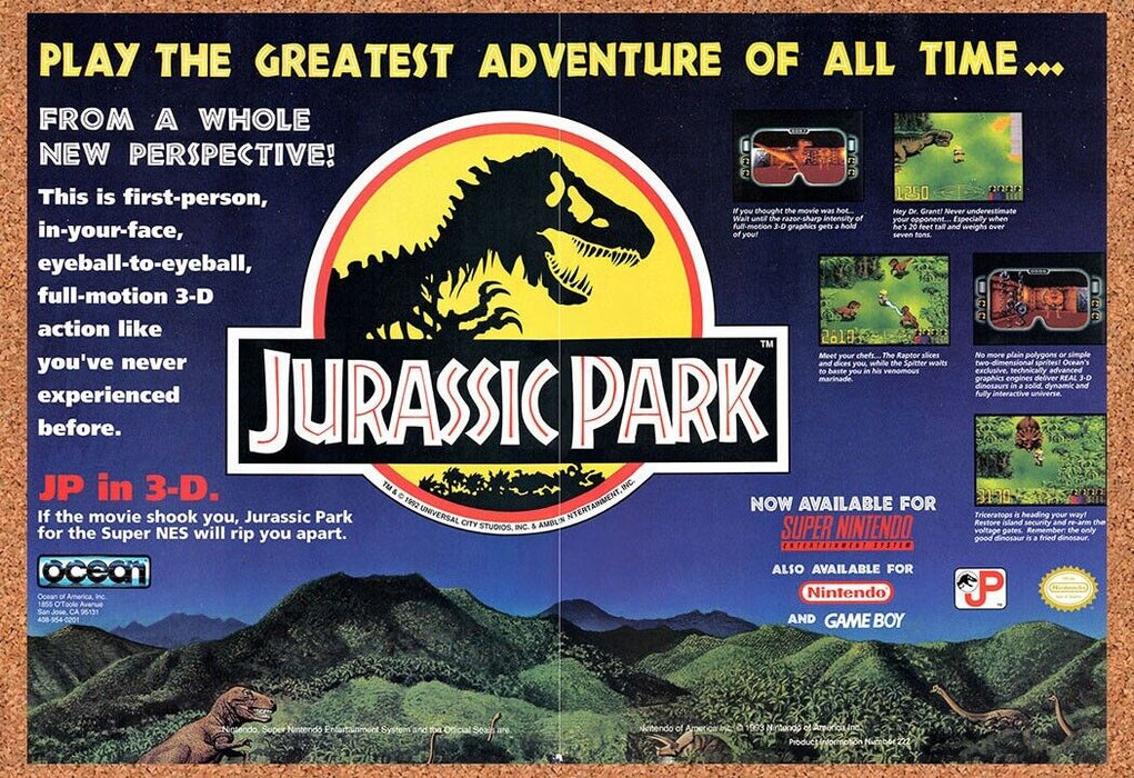 1994 Jurassic Park SNES Original Ad v3 - for just $21.49! 