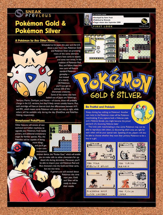 1999 Pokemon Gold & Silver GBC Original Ad v1 - for just $17.99! 
