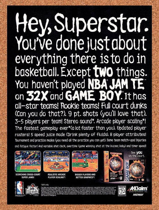 1995 NBA Jam TE Sega 32x Original Ad v3 - for just $17.99! 