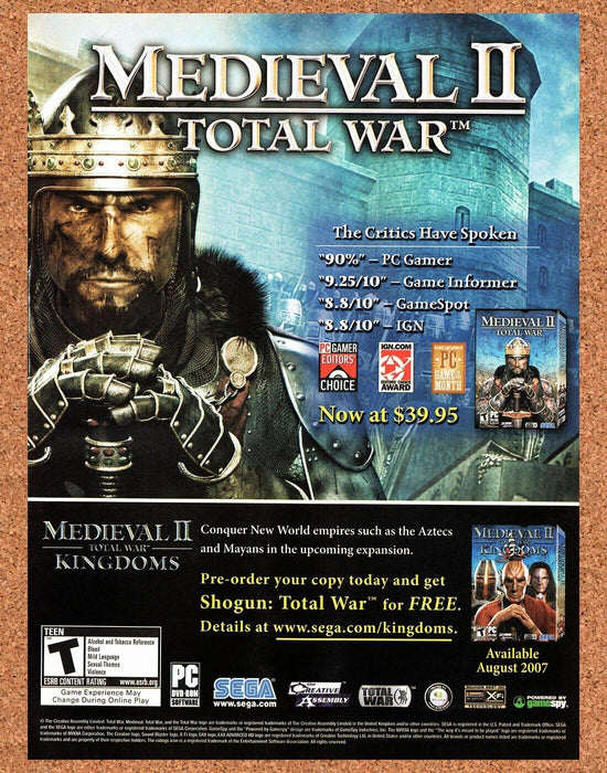 2007 Medieval II PC Original Kingdoms DLC Ad - for just $17.99! 