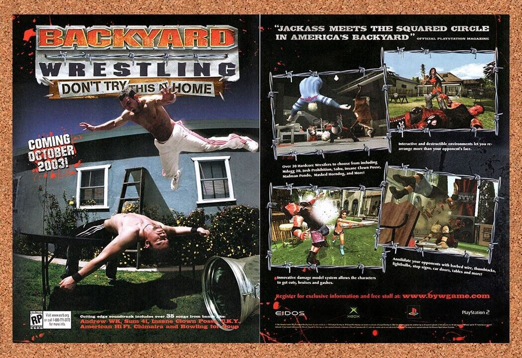 2003 Backyard Wrestling PS2 Original Video Game Ad - for just $21.49! 