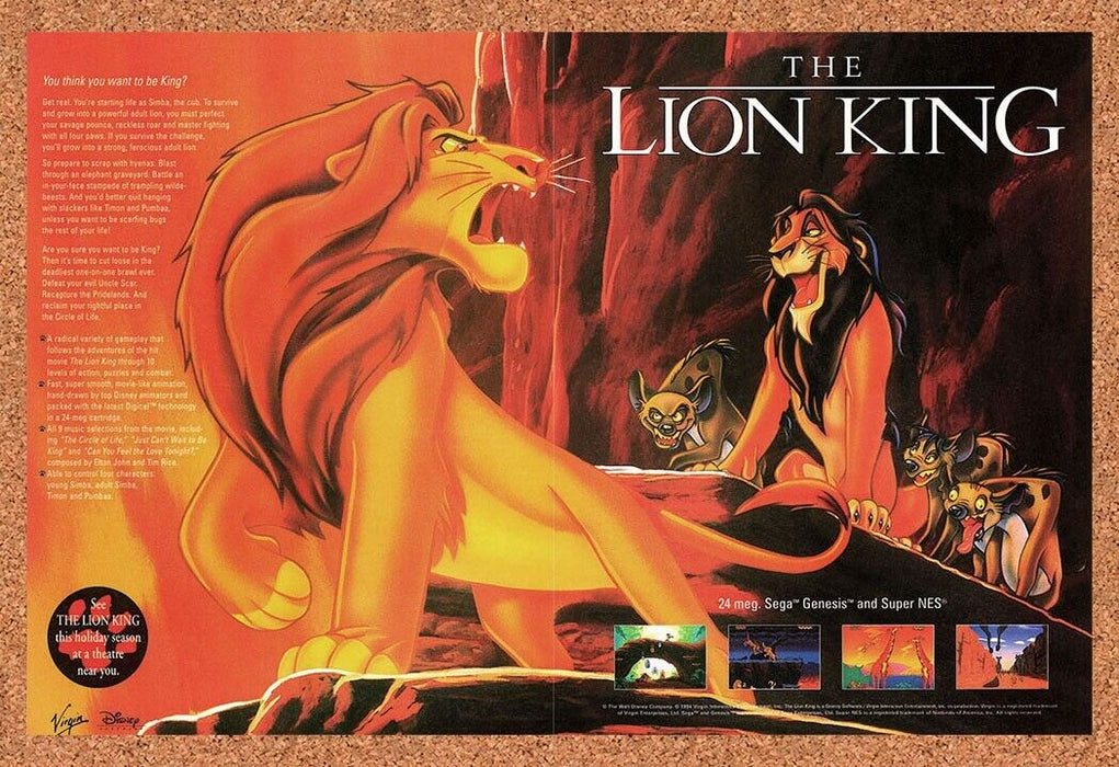 1994 Lion King SNES Original Ad - for just $21.49! 