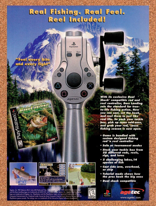 1999 Sony PS1 Dual Shock Rod And Reel Original Ad v1 - for just $17.99! 