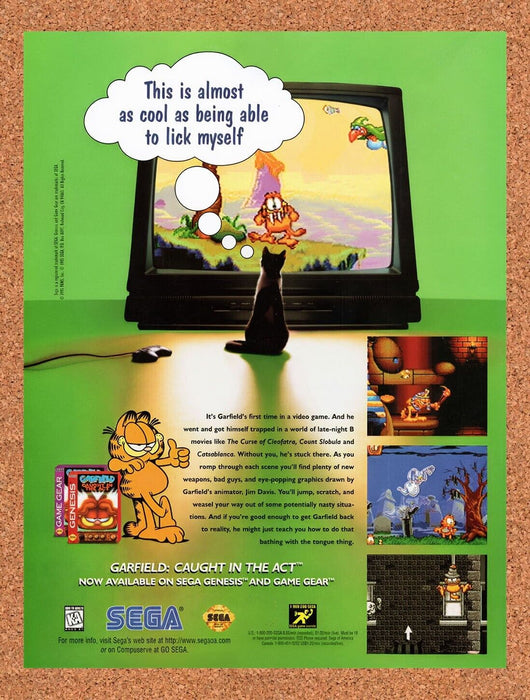 1995 Garfield Caught In The Act Genesis Original Ad v1 - for just $17.99! 