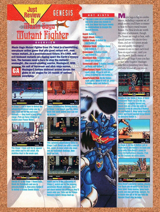 1993 Mazin Saga Mutant Fighter Genesis Original Ad - for just $17.99! 