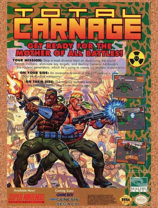 1994 Total Carnage SNES Original Ad - for just $17.99! 