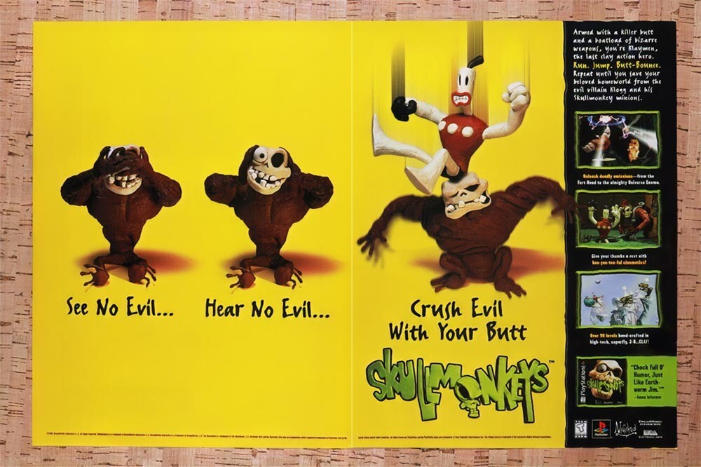 1998 SkullMonkeys PS1 Original Ad v1 - for just $21.49! 