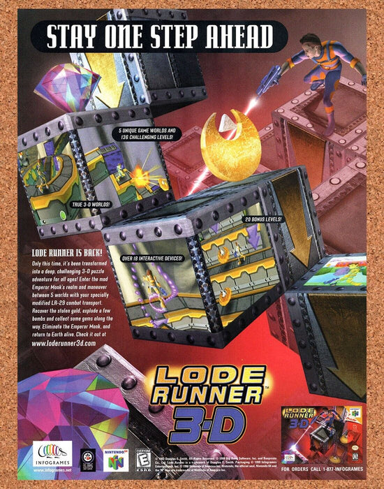 1999 Lode Runner 3-D N64 Original Ad v1 - for just $17.99! 