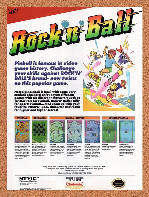 1990 Rock N Ball NES Pinball Original Ad v1 - for just $17.99! 