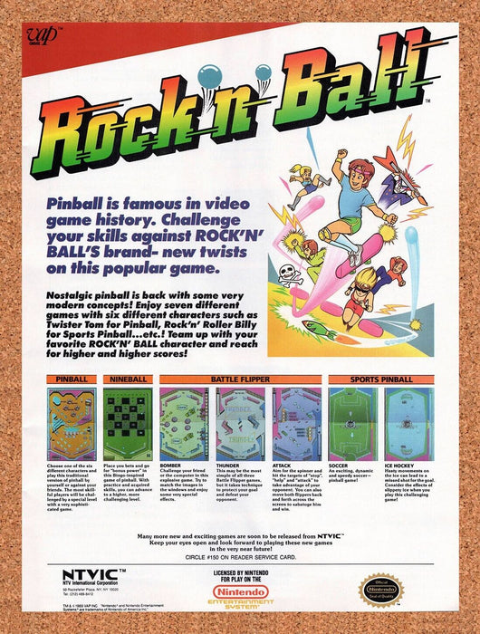 1990 Rock N Ball NES Pinball Original Ad v1 - for just $17.99! 