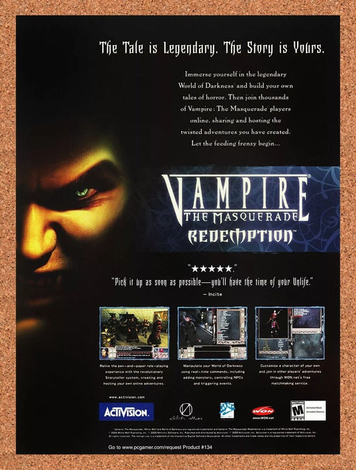 2002 Vampire The Masquerade Redemption PC Original Ad v2 - for just $17.99! 