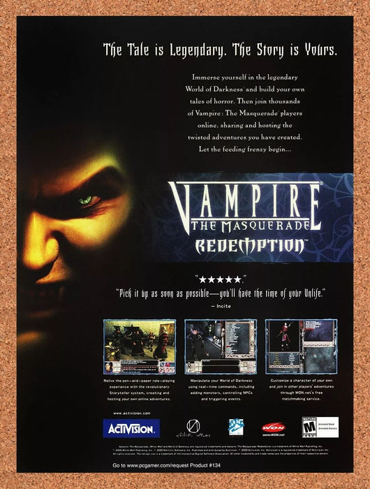 2002 Vampire The Masquerade Redemption PC Original Ad v2 - for just $17.99! 