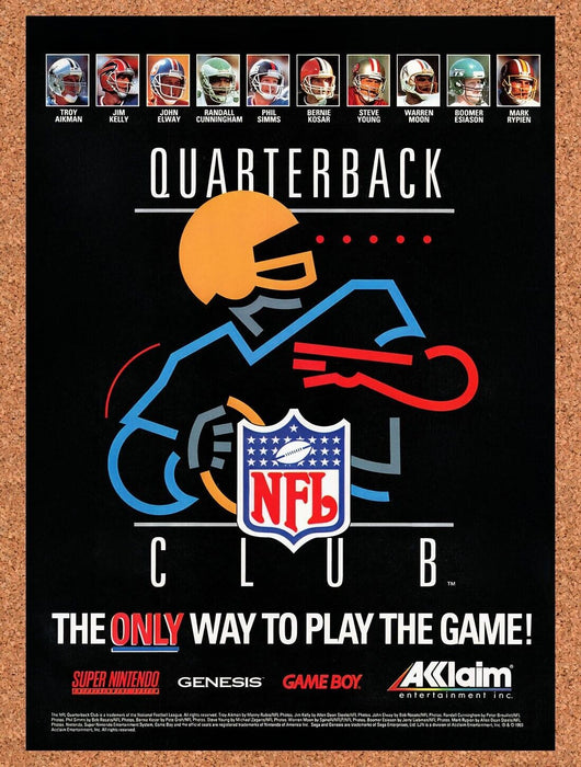 1993 NFL Quarterback Club SNES Original Ad v1 - for just $17.99! 