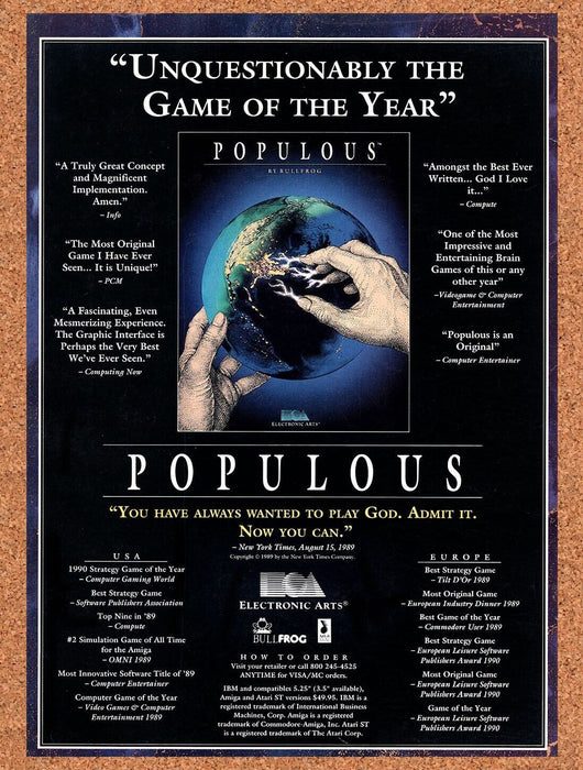 1990 Populous PC Original Ad - for just $17.99! 