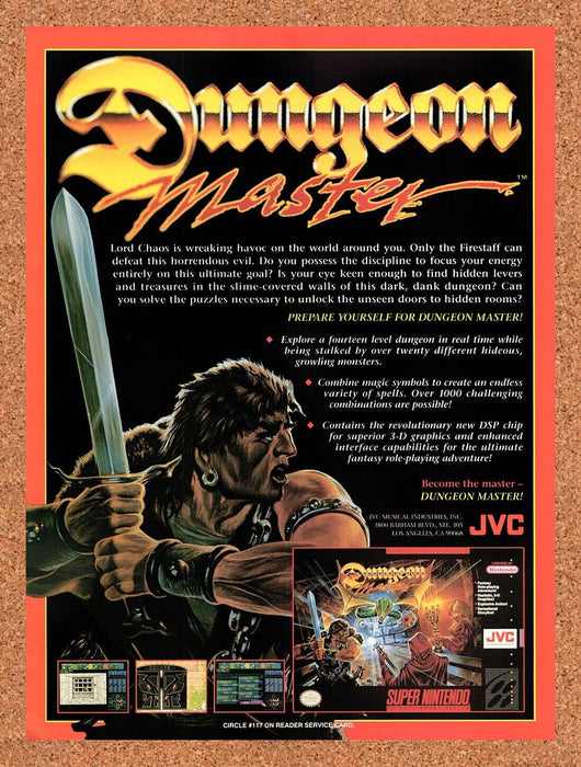 1993 Dungeon Master SNES Original Ad v1 - for just $17.99! 