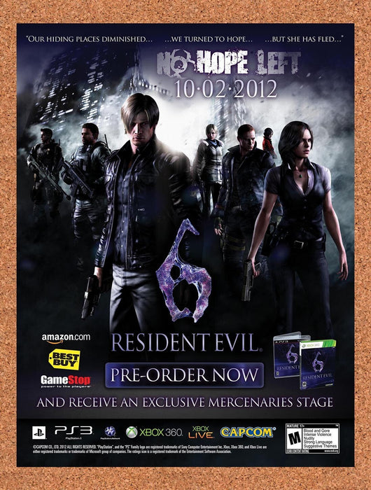 2012 Resident Evil 6 Xbox 360 Original Ad v3 - for just $17.99! 
