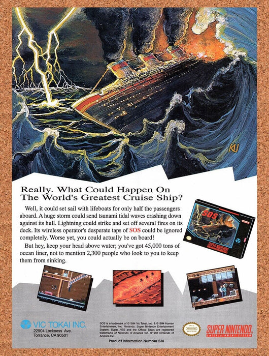 1994 S.O.S. SNES Original Ad v1 - for just $17.99! 