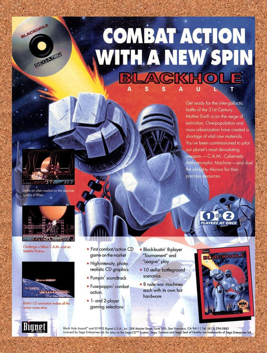 1992 Blackhole Assault Genesis Original Ad v1 - for just $17.99! 