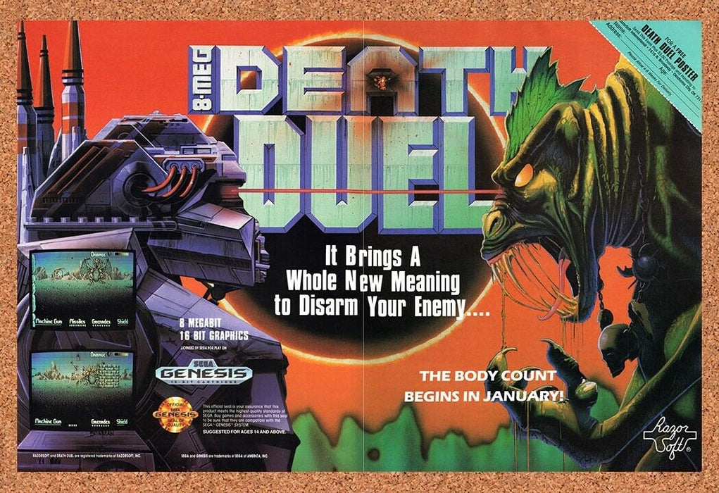 1991 Death Duel Genesis Original Ad v1 - for just $21.49! 